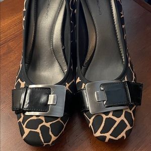 EUC - Bandalino Women's Animal Print Buckle Wedges